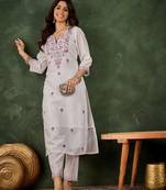 lavender fancy silk blend kurta set