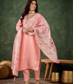 pink fancy silk blend kurta set