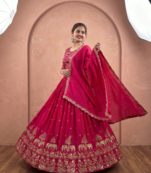 Pink Lehenga Choli with Heavy Embroidery Dupatta Set