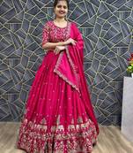 New Trendy Pink Designer Lehenga Choli with Heavy Embroidery Dupatta Set