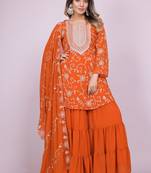 orange fancy georgette kurta set