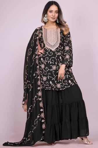 black fancy georgette kurta set