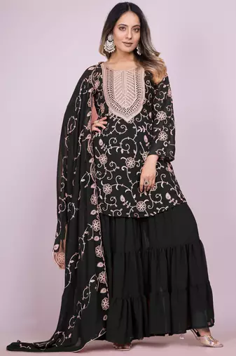 black fancy georgette kurta set