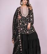 black fancy georgette kurta set