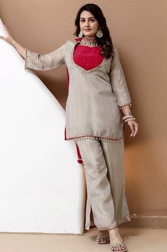 Kurta handwork silk blend Palazzo set