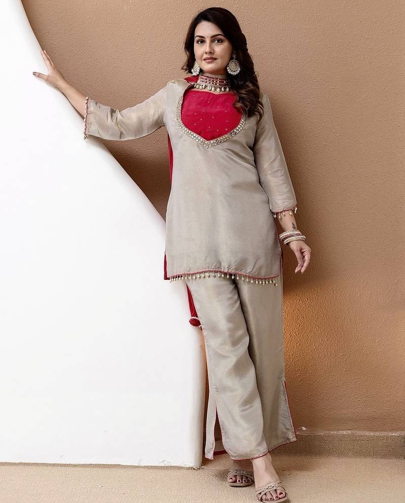 Kurta handwork silk blend Palazzo set
