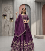Deep Wine Lehenga Choli with Heavy Embroidery Dupatta Set