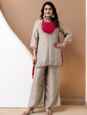 Kurta handwork silk blend Palazzo set 2