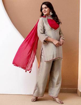Kurta handwork silk blend Palazzo set 3