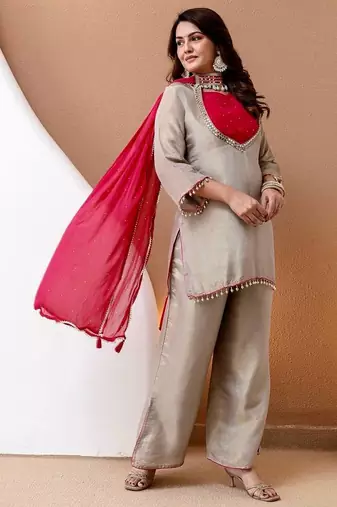 Kurta handwork silk blend Palazzo set