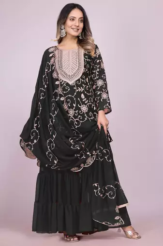 black fancy georgette kurta set