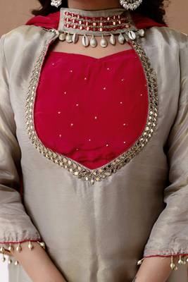 Kurta handwork silk blend Palazzo set 4