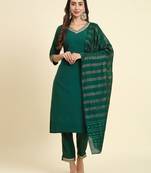 green fancy silk blend kurta set