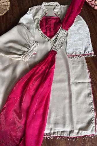 Kurta handwork silk blend Palazzo set