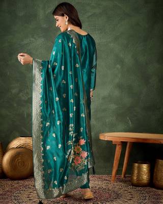 blue fancy organza kurta set 4