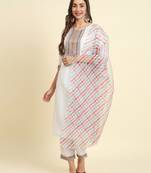 white fancy blended cotton kurta set