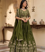 Green Lehenga Choli with Heavy Embroidery Dupatta Set