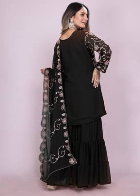 black fancy georgette kurta set 4