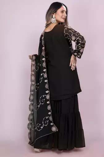 black fancy georgette kurta set