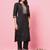 black fancy blended cotton kurta set