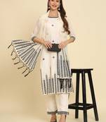 white fancy cotton silk kurta set