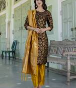 brown fancy cotton kurta set