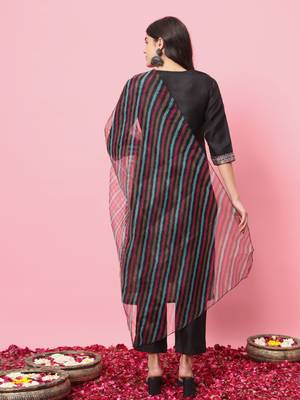 black fancy blended cotton kurta set 4