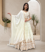 Beige Colour Lehenga Choli with Heavy Embroidery Dupatta Set