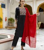 black fancy pure silk blend kurta set