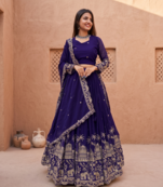 Womens Heavy Embroidered Wedding Festive Outfit Lehenga Choli Set