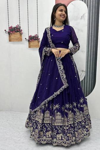 New Womens Trendy Latest Heavy Embroidered Wedding Festive Outfit Lehenga Choli Set