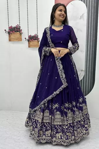 New Womens Trendy Latest Heavy Embroidered Wedding Festive Outfit Lehenga Choli Set