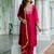 scarlet-red fancy cotton silk kurta set