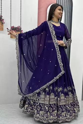 Womens Trendy Heavy Embroidered Wedding Festive Outfit Lehenga Choli Set