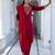 red fancy silk blend kurta set