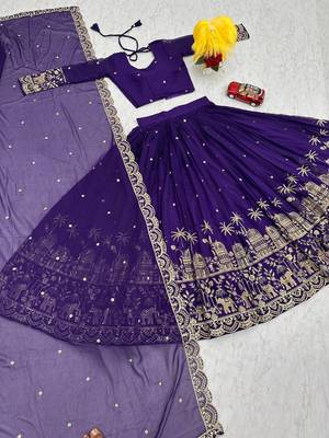 Womens  Heavy Embroidered Wedding Festive Outfit Lehenga Choli Set 4