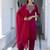 red fancy silk blend kurta set