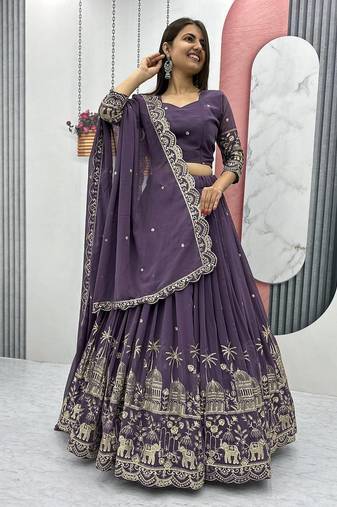 New Womens Trendy Latest Heavy Embroidered Wedding Festive Outfit Lehenga Choli Set