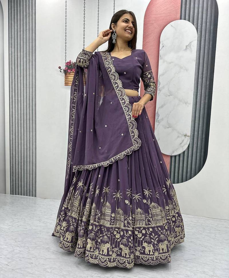 New Womens Trendy Latest Heavy Embroidered Wedding Festive Outfit Lehenga Choli Set