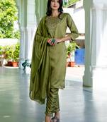mehendi fancy silk blend kurta set