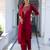 red fancy silk blend kurta set