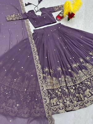 Womens  Heavy Embroidered Wedding Festive Outfit Lehenga Choli Set 4