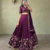 Womens Deep Purple Vichitra Silk Lehenga Choli with Intricate Peacock Embroidery