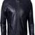 Men's black lambskin leather jacket-straight zipper & café racer collar biker style