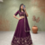 Womens Deep Purple Vichitra Silk Lehenga Choli with Intricate Peacock Embroidery