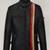 Men's black & red & yellow lambskin leather jacket-straight zipper & café racer collar biker style