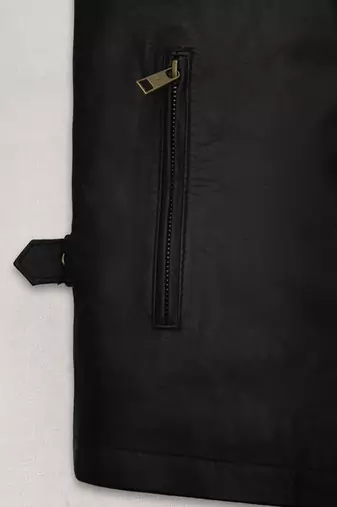 Men's black & red & yellow lambskin leather jacket-straight zipper & café racer collar biker style
