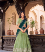 Green Color Party Wear Embroidered Lehenga Choli Set
