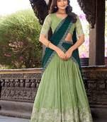 New Trendy Latest Green Color Designer Party Wear Embroidered Lehenga Choli Set