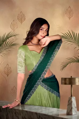 Green Color Party Wear Embroidered Lehenga Choli Set